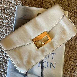 Marc Jacobs Cream Clutch with Gold Buckle